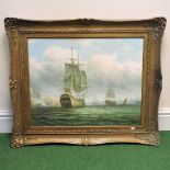James Hardy, 20th century, a naval salute, signed oil on board,