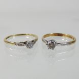 An 18 carat gold and platinum illusion set diamond ring,