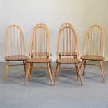 A set of six Ercol light elm high back dining chairs