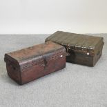 A small old steel trunk, 57 x 33cm,