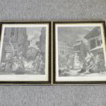 T Cook after Hogarth, Night and Morning, engravings, a pair,