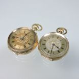 An early 20th century 14 carat gold ladies engraved open faced pocket watch, 4cm diameter,