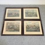 After Henry Alken, The first steeple-chase on record, set of four coloured engravings,