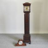 An oak cased granddaughter clock, 156cm high,