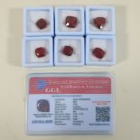 A collection of six unmounted natural rubies,