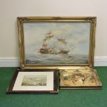 S Harvey, 20th century, ships, signed, oil on canvas, 60 x 90cm,