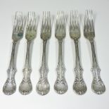 A set of six Victorian silver table forks, London 1846, each inscribed HIN C ORIER, 21cm long,