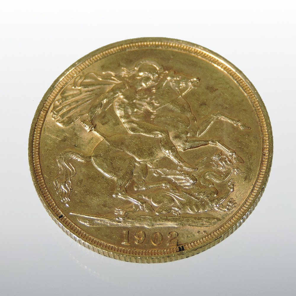 An Edward VII double sovereign coin, dated 1902,