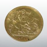 An Edward VII double sovereign coin, dated 1902,
