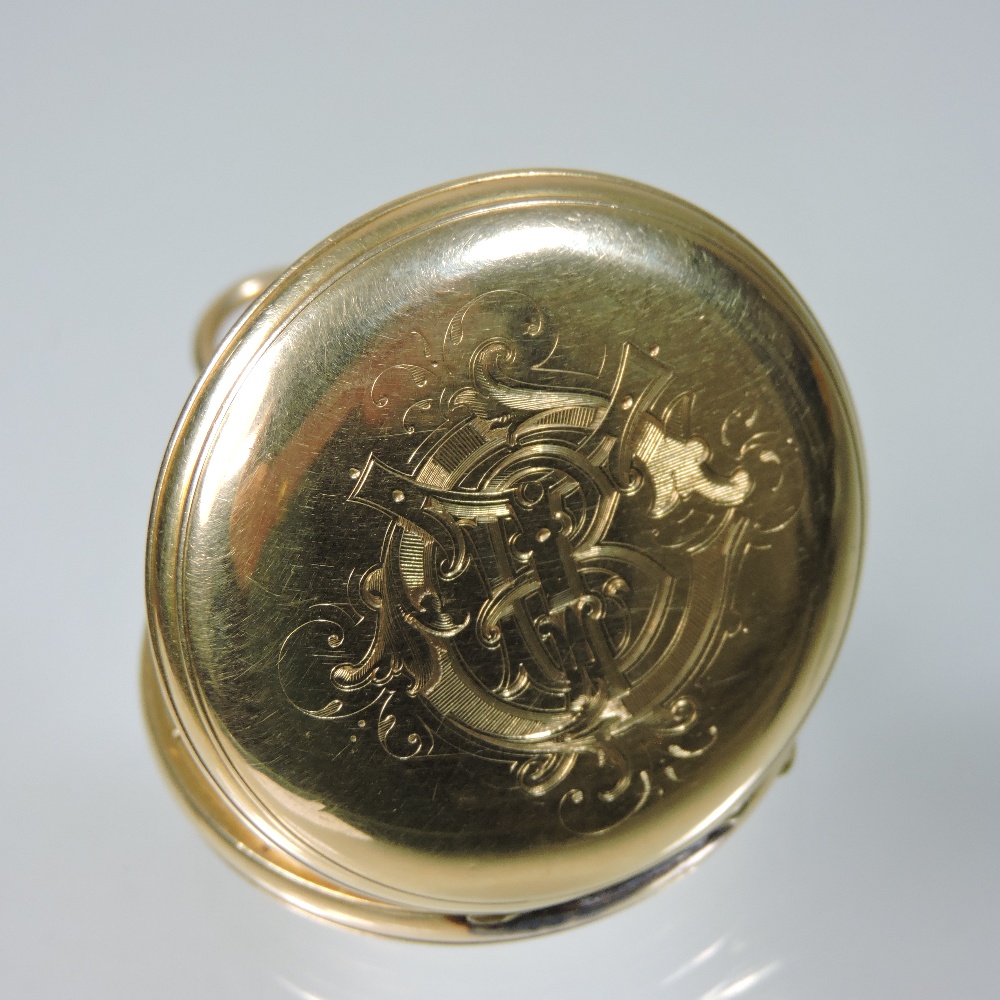 A 19th century 18 carat gold cased full hunter chronograph pocket watch, - Image 5 of 6