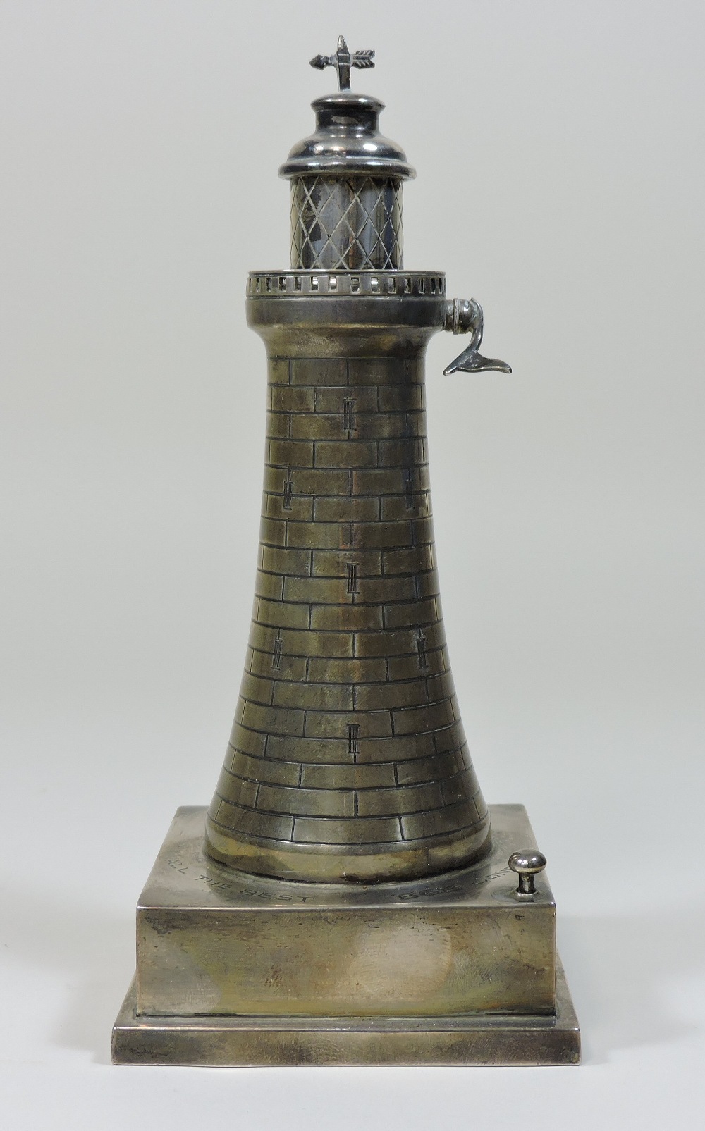 A rare Art Deco silver novelty table lighter, in the form of a lighthouse, with a hinged top, - Image 9 of 11