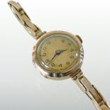 An early 20th century 9 carat gold cased ladies wristwatch,