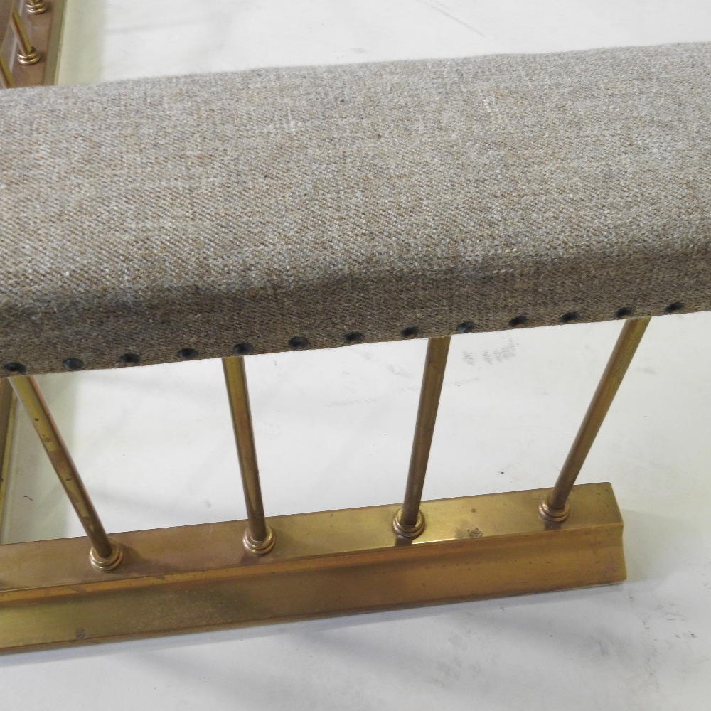 A brass and tweed upholstered club fender, - Image 5 of 9