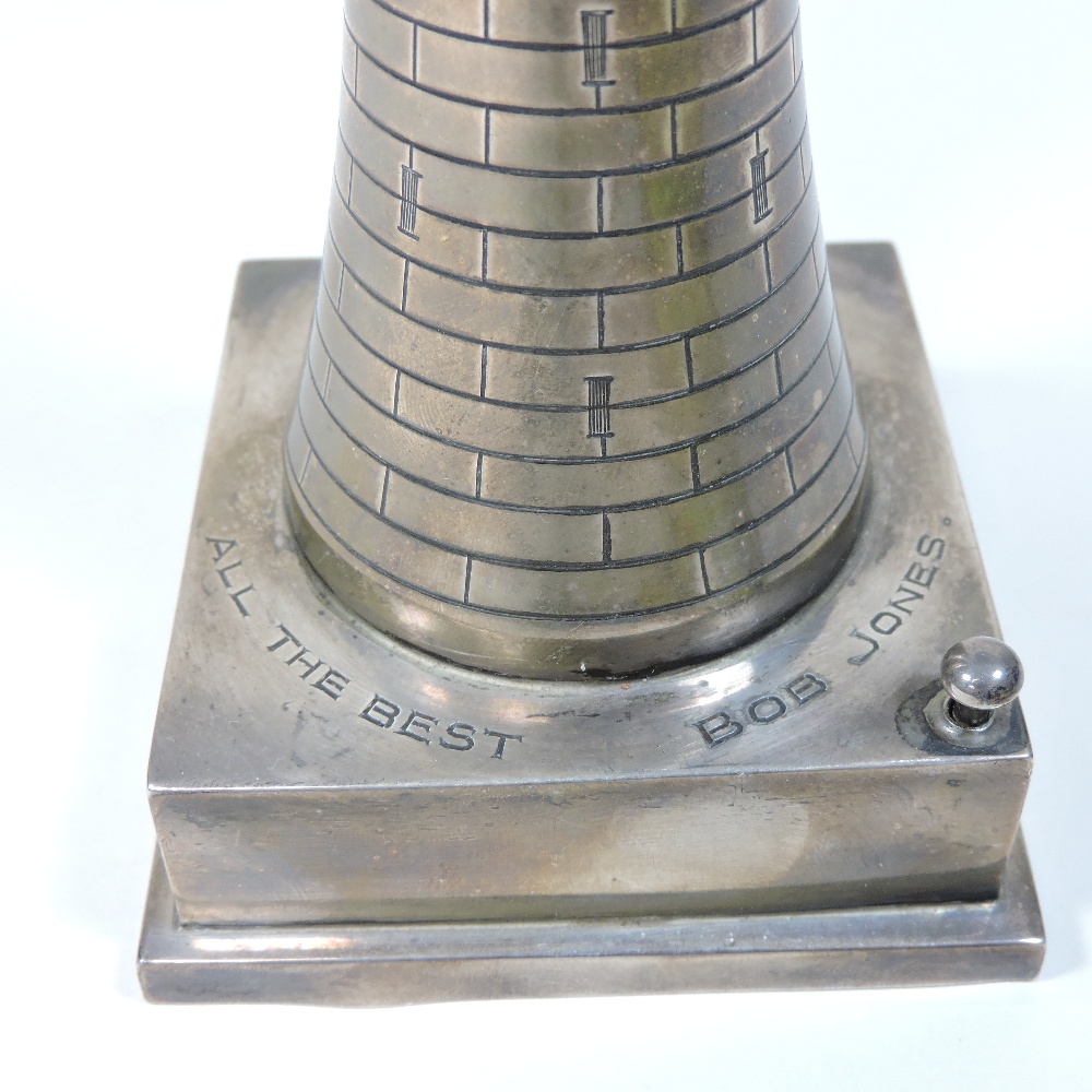 A rare Art Deco silver novelty table lighter, in the form of a lighthouse, with a hinged top, - Image 10 of 11