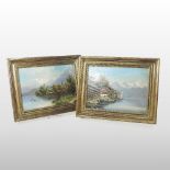 Swiss School, (19th century), mountain landscape, oil on canvas, a pair,