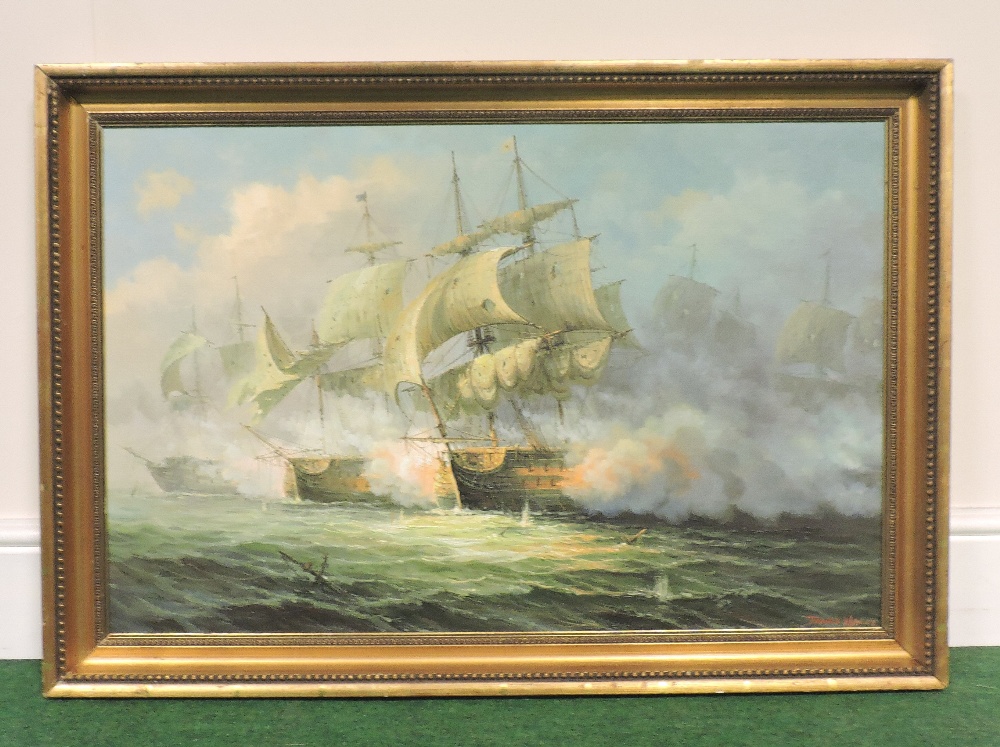 James Hardy, (20th century), a naval battle, signed oil on canvas, - Image 3 of 4
