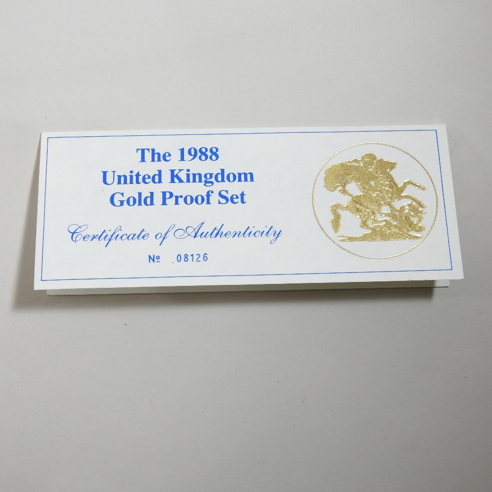 An Elizabeth II United Kingdom gold proof three coin set, dated 1988, - Image 3 of 6