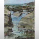 Sarah Adams *ARR, (b1962), Rock Pools, North Cornwall, signed, oil on board,