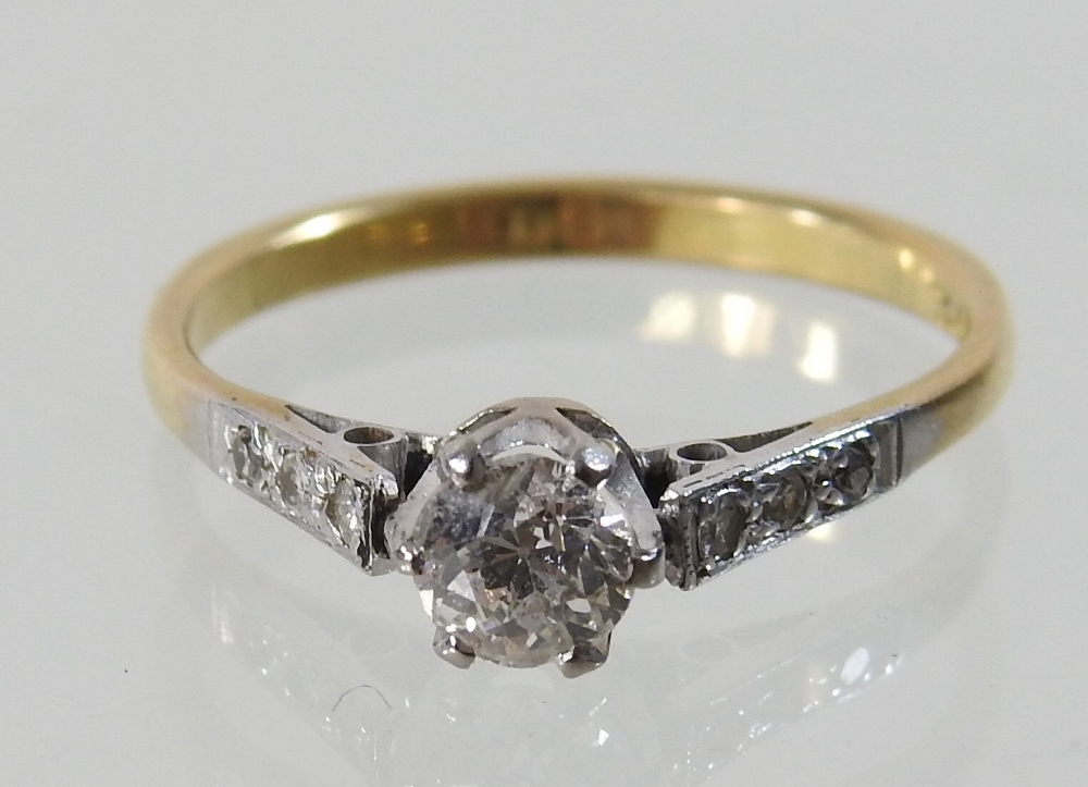 An early 20th century 18 carat gold solitaire diamond ring, approximately 0. - Image 3 of 3