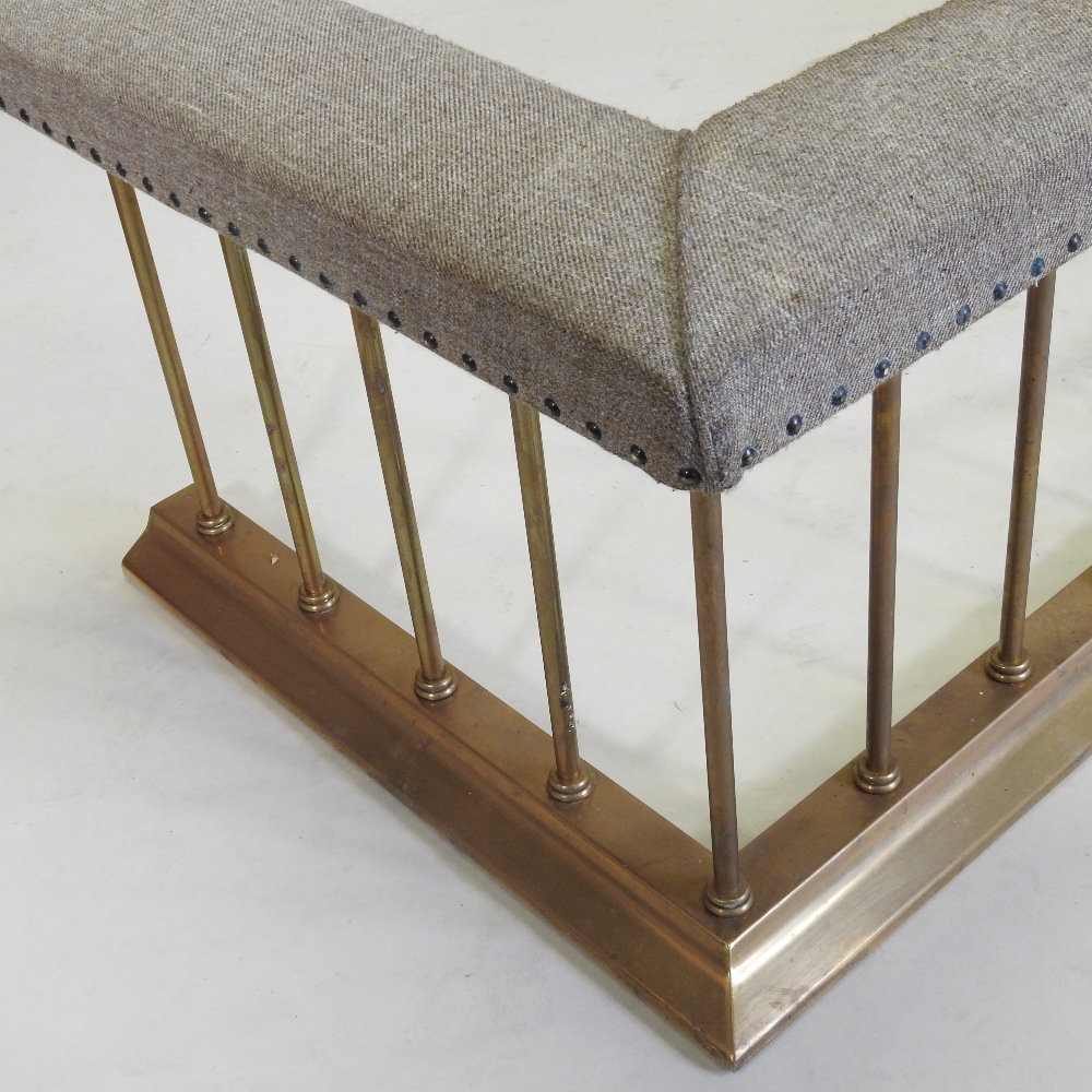 A brass and tweed upholstered club fender, - Image 2 of 9