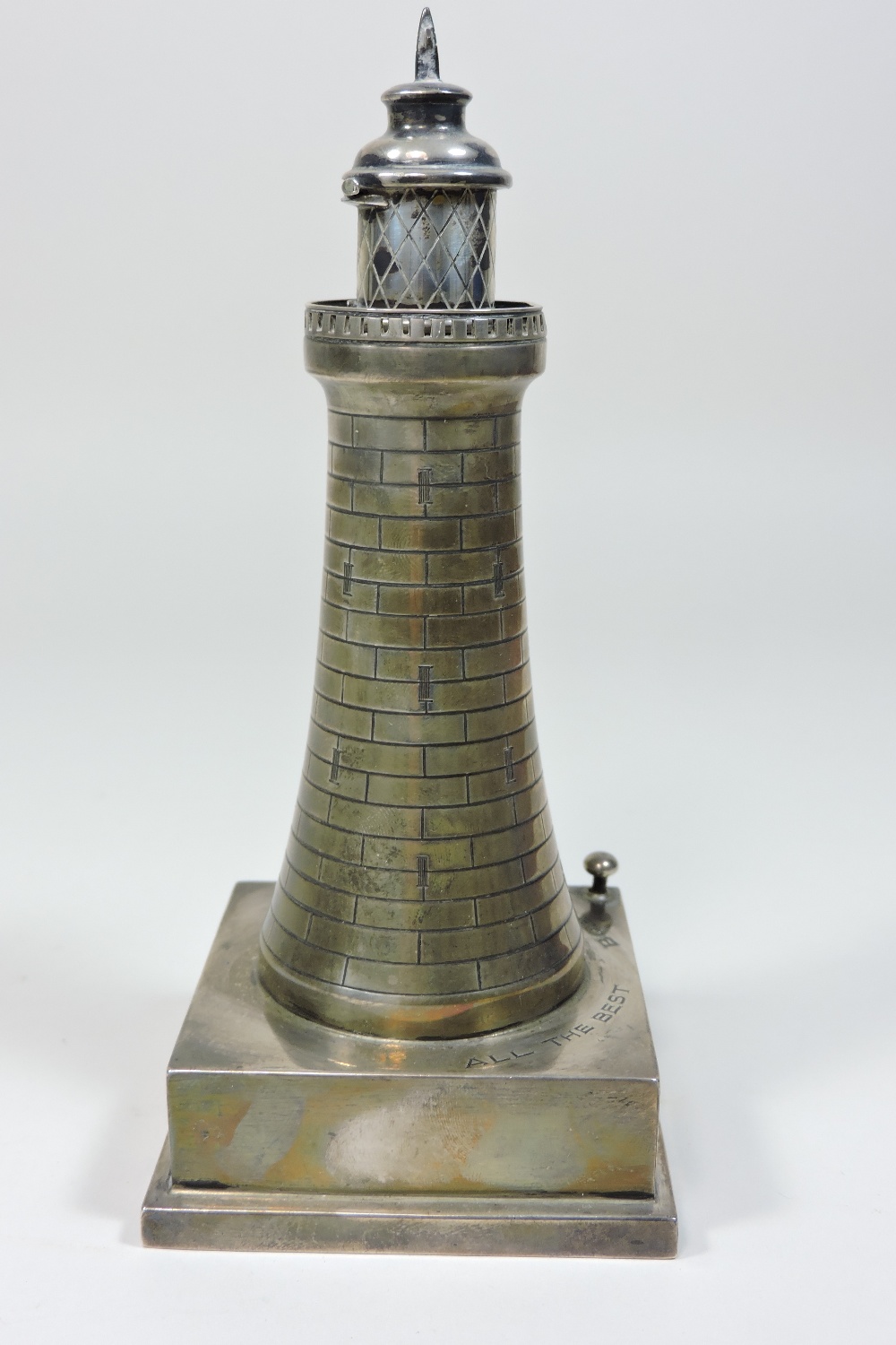 A rare Art Deco silver novelty table lighter, in the form of a lighthouse, with a hinged top, - Image 2 of 11