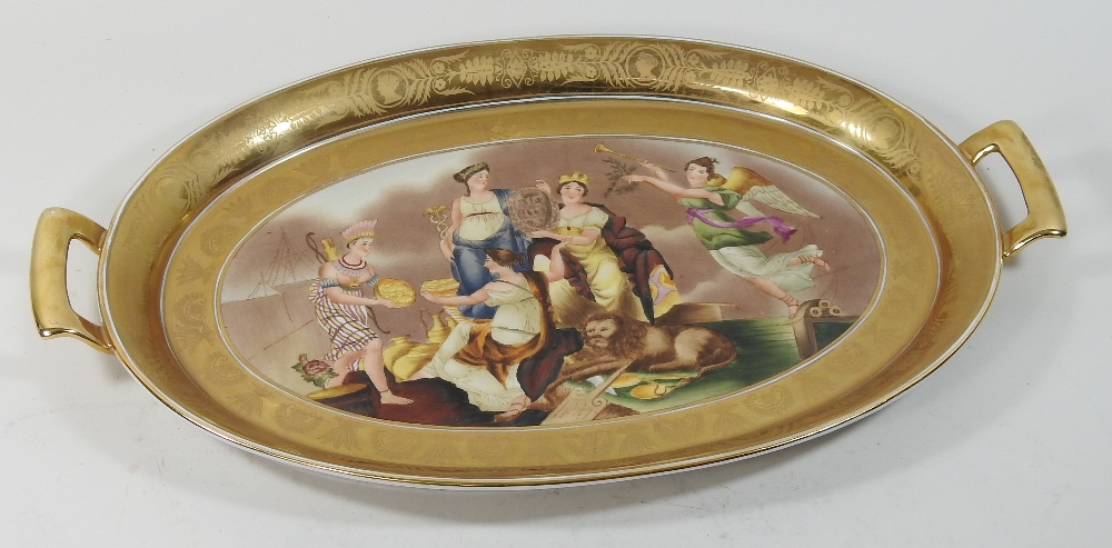 A 20th century KPM style porcelain tray, painted with figures, - Image 3 of 7