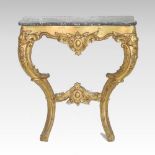 A gilt gesso console table, with a marble top,