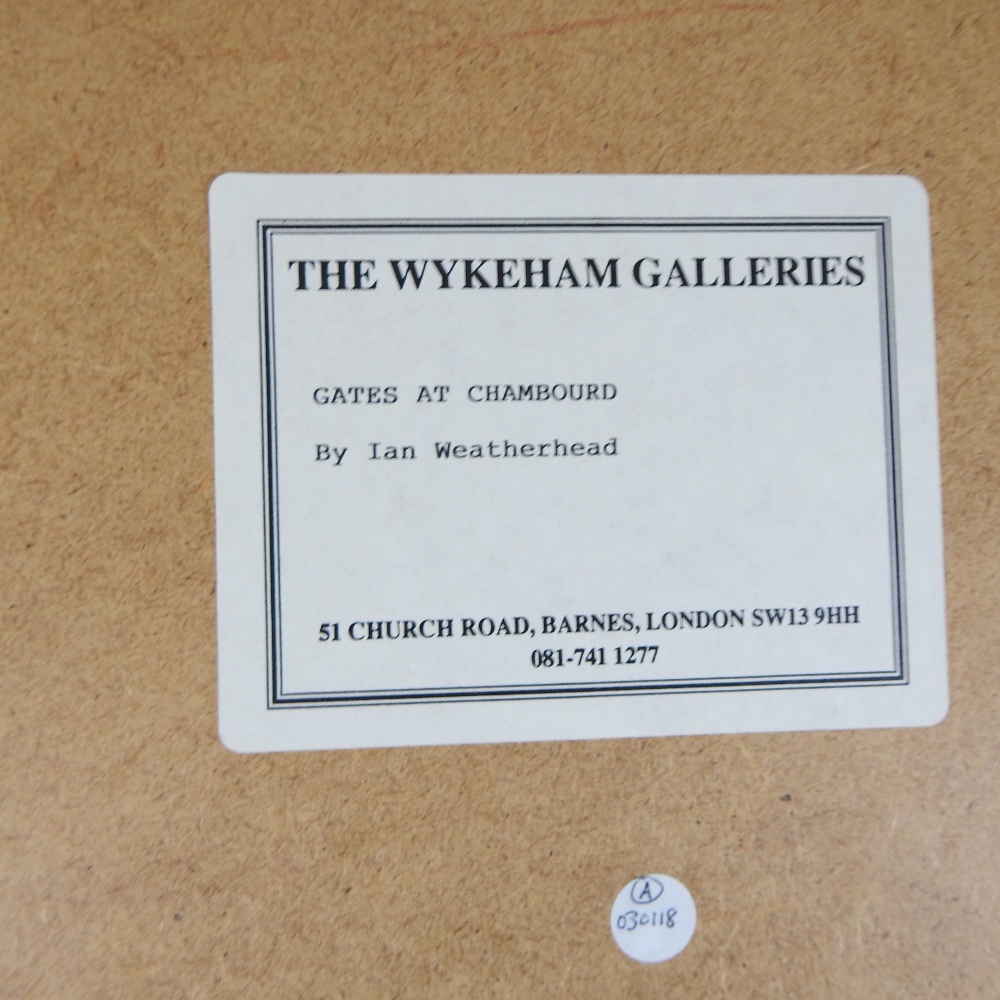 Ian Weatherhead (b1932), The Gates at Chambord, France, signed watercolour, 34 x 28cm, - Image 5 of 7