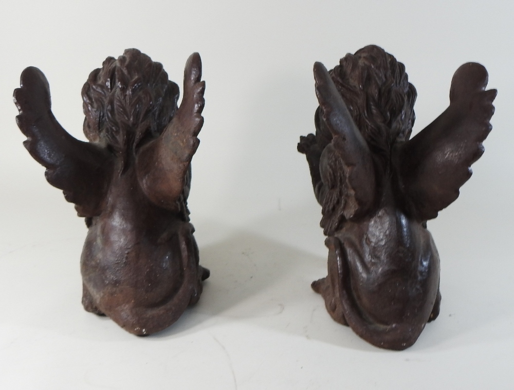 A pair of 19th century Venetian cast iron models of winged lions, - Image 6 of 6