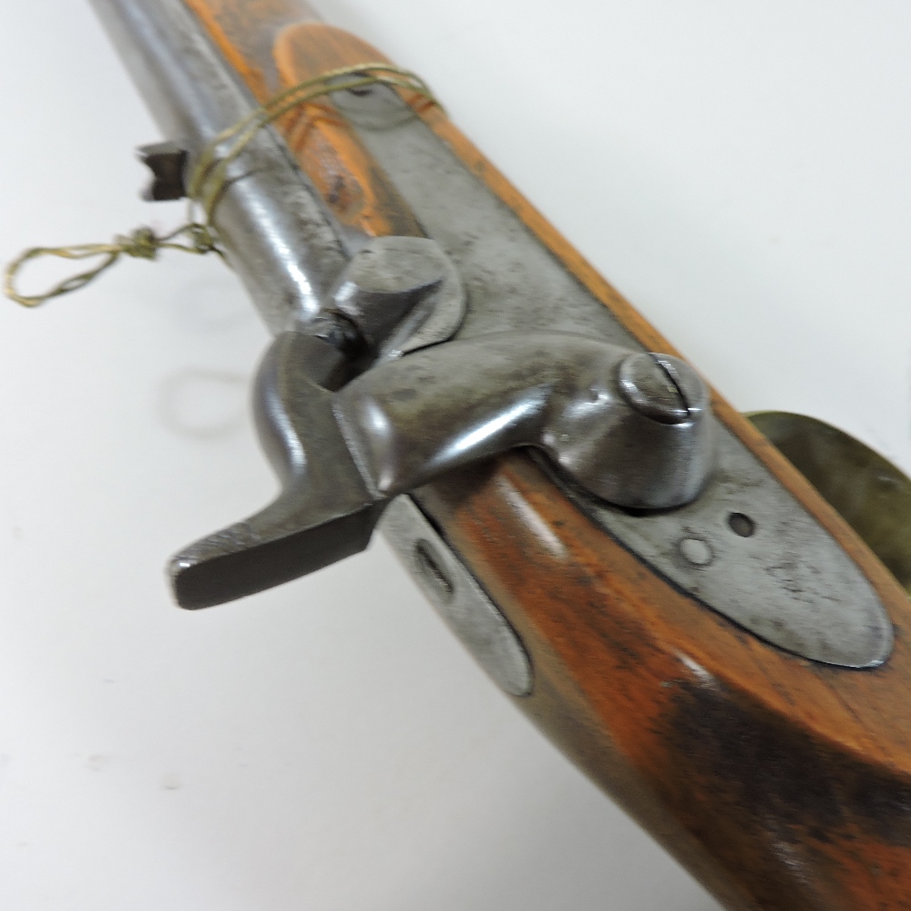 A 19th century percussion rifle, the walnut stock stamped 1741, having a steel ram rod, - Image 5 of 11