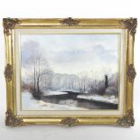 James Allen, (20th century), Winter scene at Lower Drayton Rd, Norwich, signed oil on canvas,