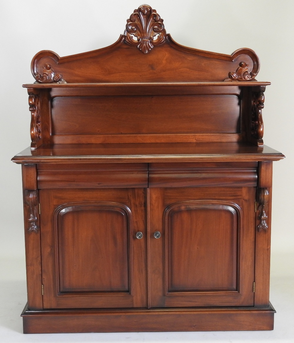 A Victorian style mahogany chiffonier, with a carved gallery back, - Image 3 of 8