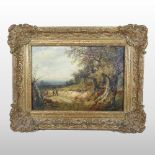 Patrick Nasmyth, (1787-1831) landscape, with a horse and cart, signed, oil on panel,