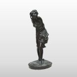 Vernon March, (1891-1930), a bronze figure, of a partially robed lady, on a circular plinth base,