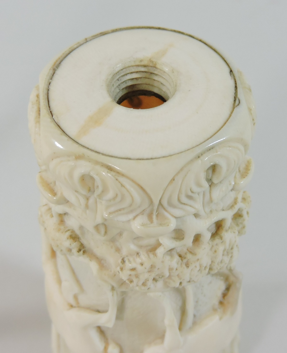 A 19th century German carved and turned ivory hunting cup, of slender form, - Image 9 of 9