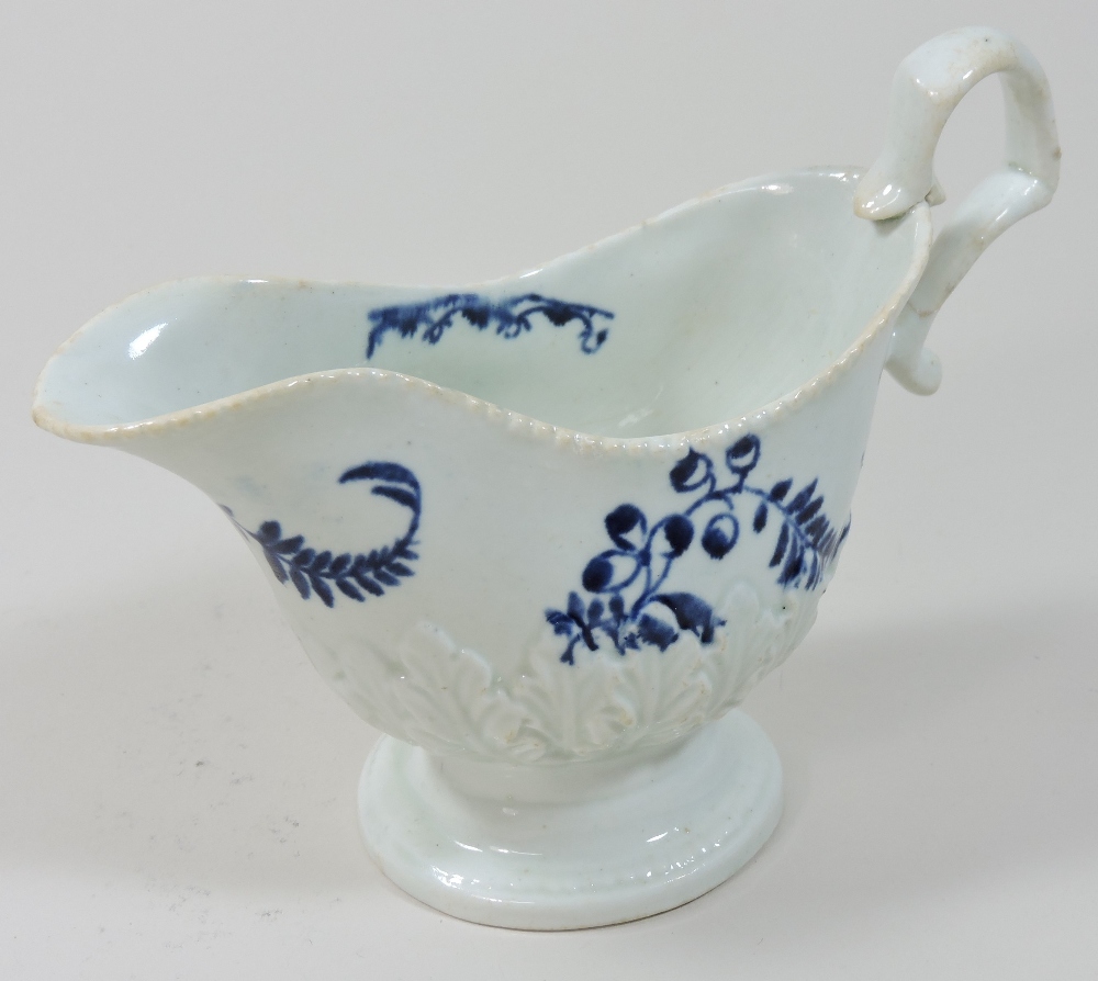 An 18th century Pennington's Liverpool blue and white porcelain sauce boat, circa 1780, - Image 4 of 8