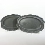 A pair of 18th century oval pewter dishes,