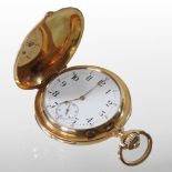 An early 20th century 18 carat gold cased full hunter pocket watch,