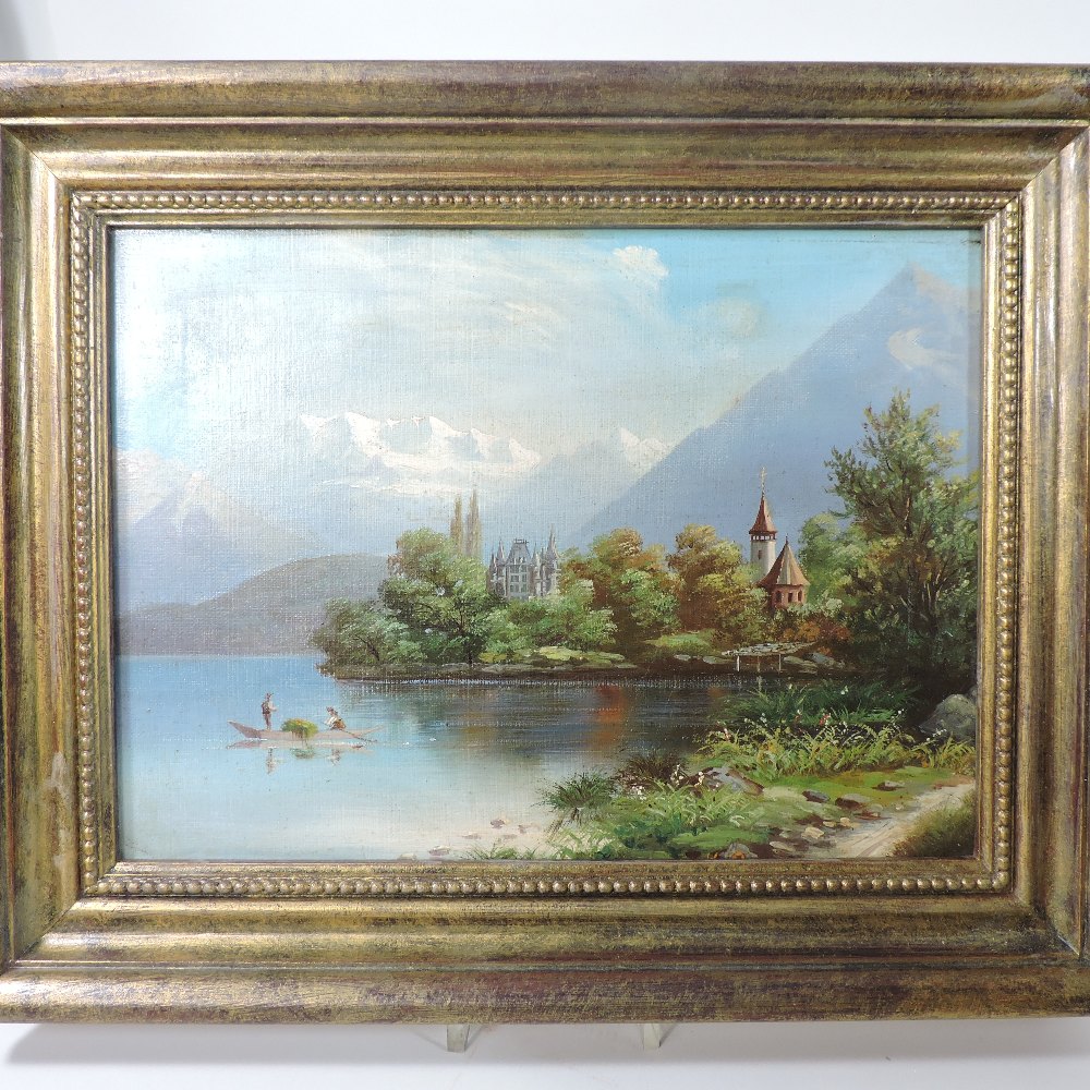 Swiss School, (19th century), mountain landscape, oil on canvas, a pair, - Image 5 of 6