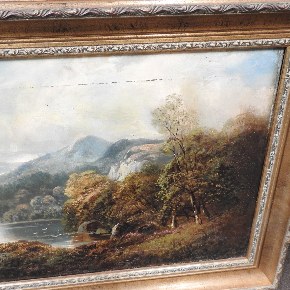 Clarence Roe, (1850-1909), mountain river landscape, signed, oil on canvas, - Image 3 of 15