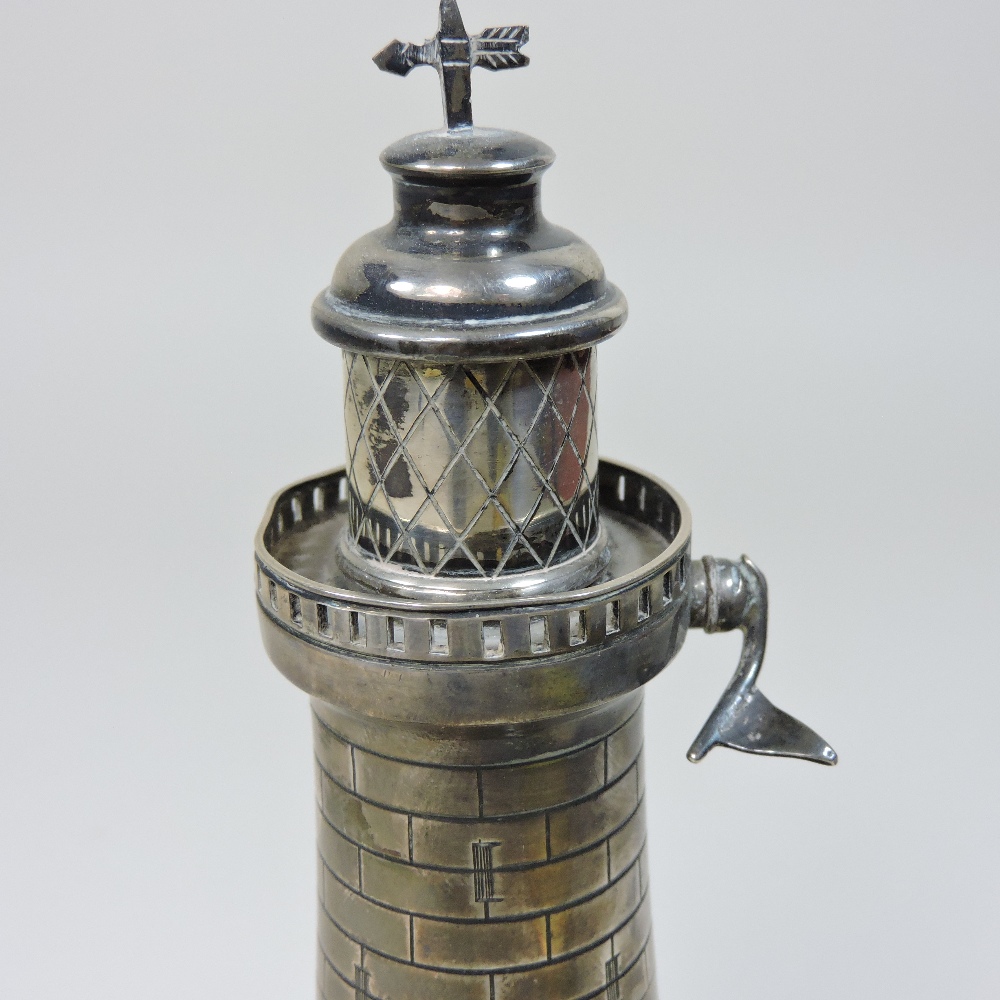 A rare Art Deco silver novelty table lighter, in the form of a lighthouse, with a hinged top, - Image 11 of 11