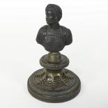 An early 20th century bronze paperweight, in the form of a portrait bust,