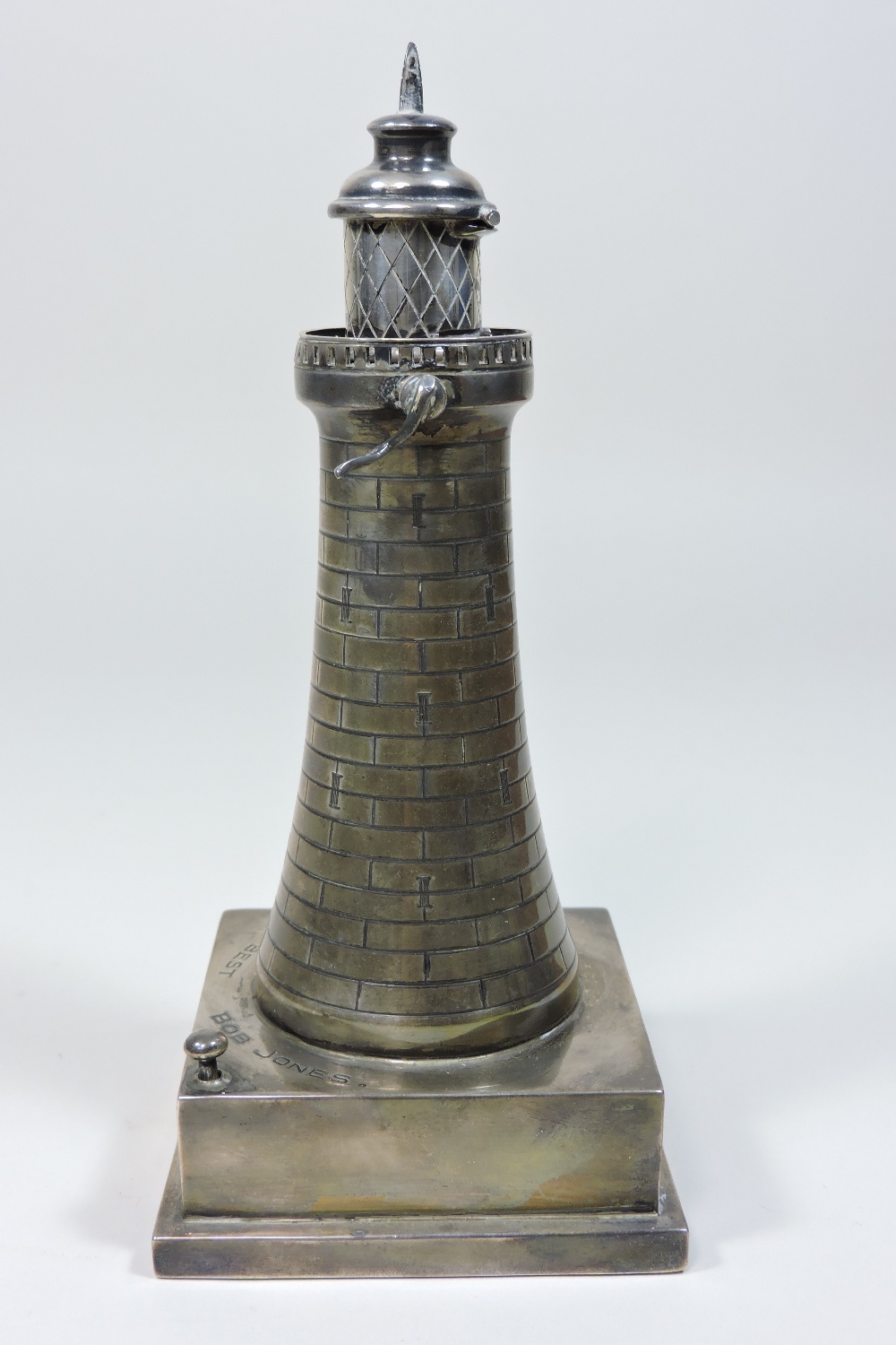 A rare Art Deco silver novelty table lighter, in the form of a lighthouse, with a hinged top, - Image 5 of 11