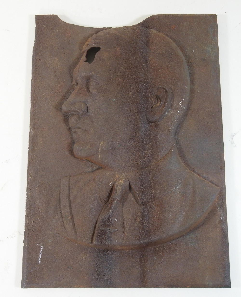 A cast iron portrait plaque, relief decorated with the head and shoulders of Adolf Hitler, - Image 2 of 5