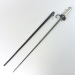 A World War I French 1886 Lebel 'needle' bayonet,