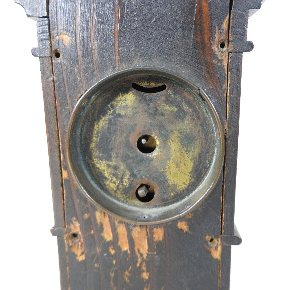 A 19th century walnut cased miniature Grandfather clock, having a painted dial, with Roman hours, - Image 6 of 7