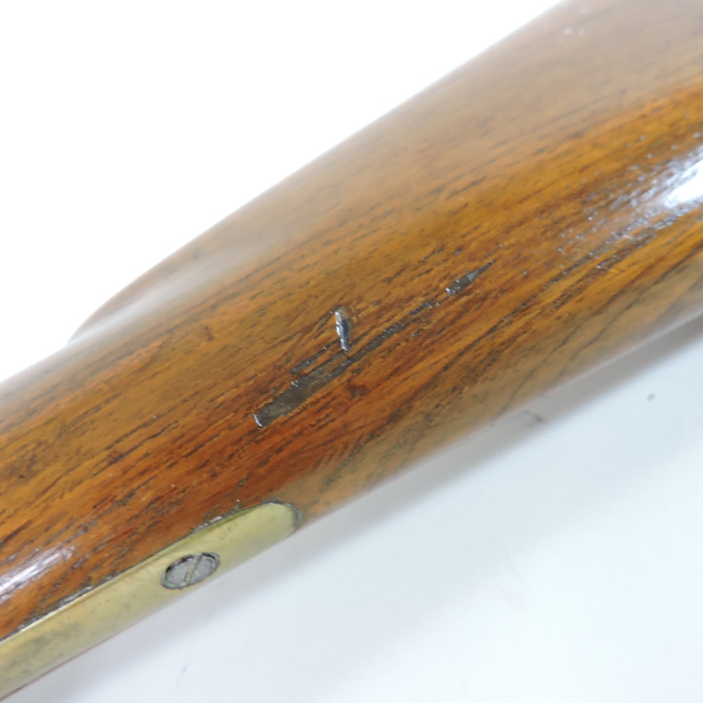 A 19th century percussion rifle, the walnut stock stamped 1741, having a steel ram rod, - Image 10 of 11