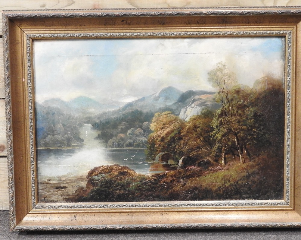 Clarence Roe, (1850-1909), mountain river landscape, signed, oil on canvas, - Image 13 of 15