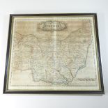 A Robert Morden hand coloured map of Suffolk,