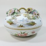 A 19th century Meissen porcelain jar and cover, of circular form,